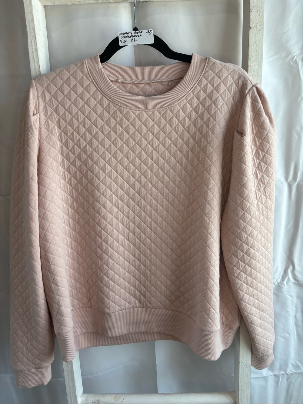 Walter Hagen Quilted Crewneck Sweatshirt - Blush Pink